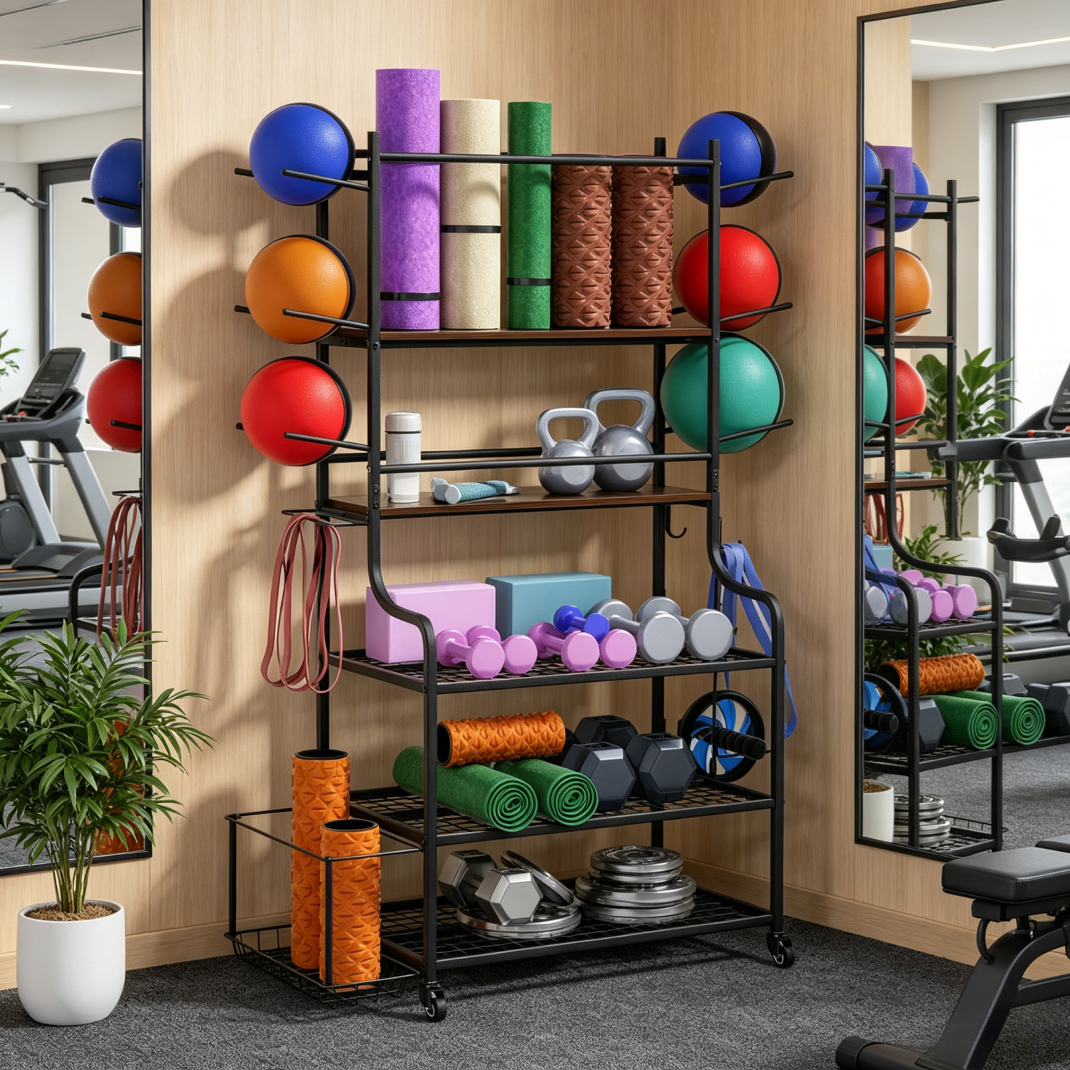 Yoga Fitness Wheel - Yoga Mat Storage Rack Home Gym