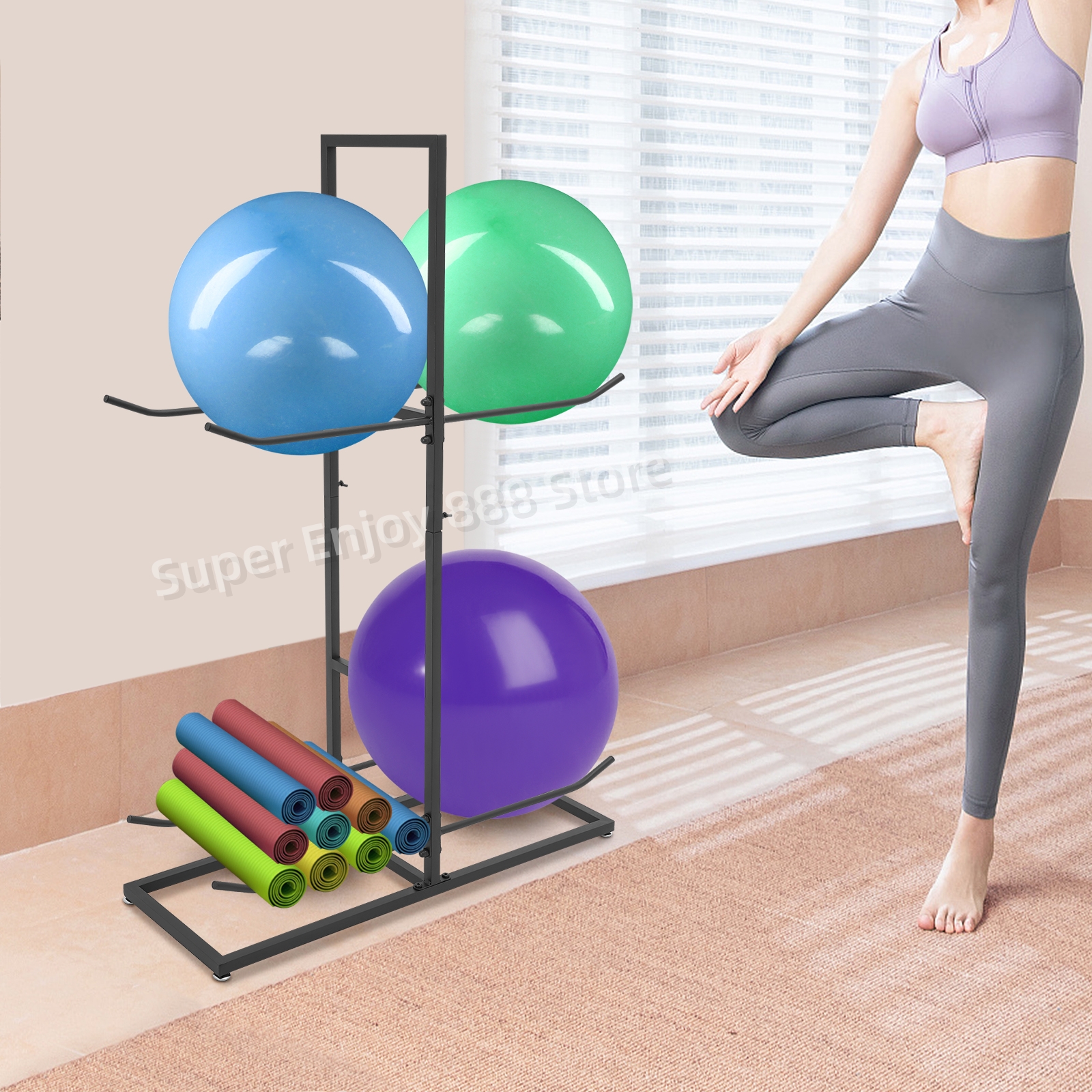 Exercise Ball Stability - 2 Tiers Exercise Ball Rack Gym