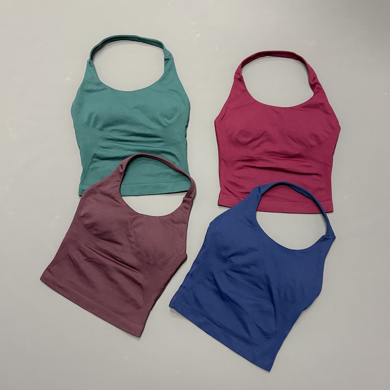 Yoga Fitness Matte - Women Halter Neck Sports Top Seamless