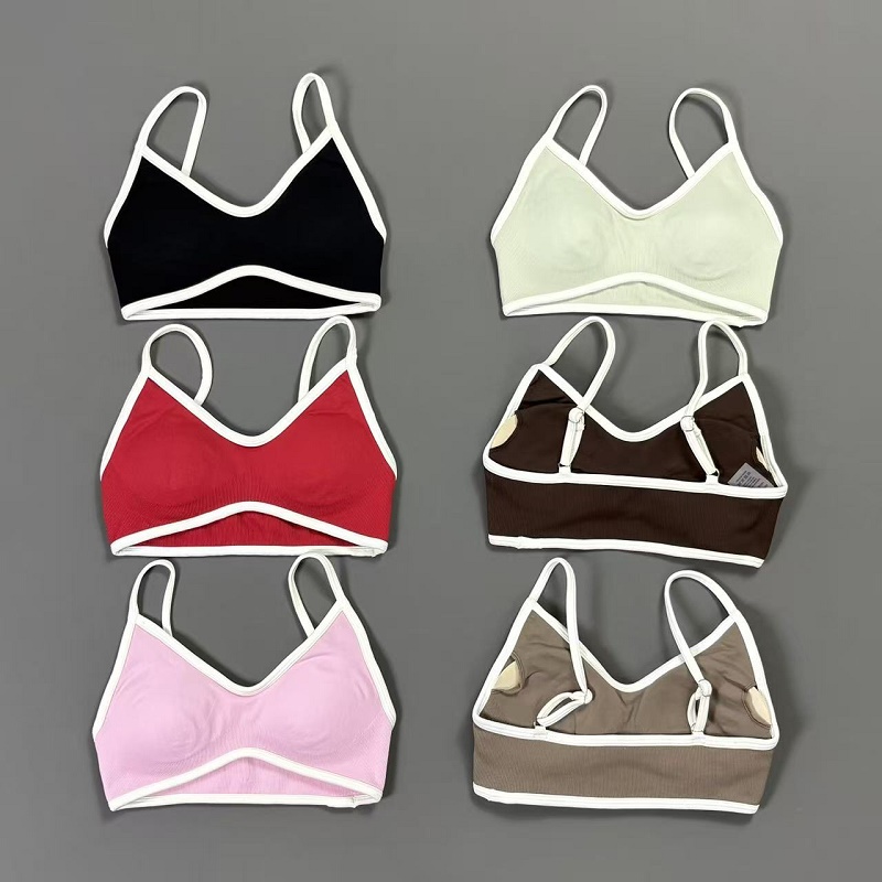 Yoga Fitness Matte - Women Contrastline Yoga Bra V Neck