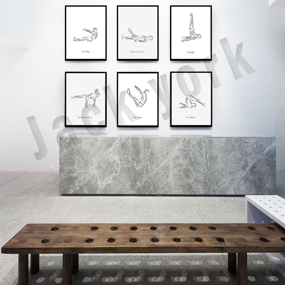 Yoga Fitness Gifts - Joseph Pilates Exercise Infographics Poster Black