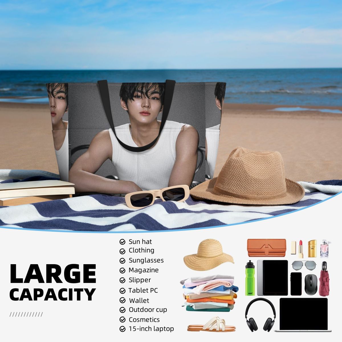 Jungwon En Kpop Beach Tote Bag - Yoga En Fitness incelemesi ve fiyatı