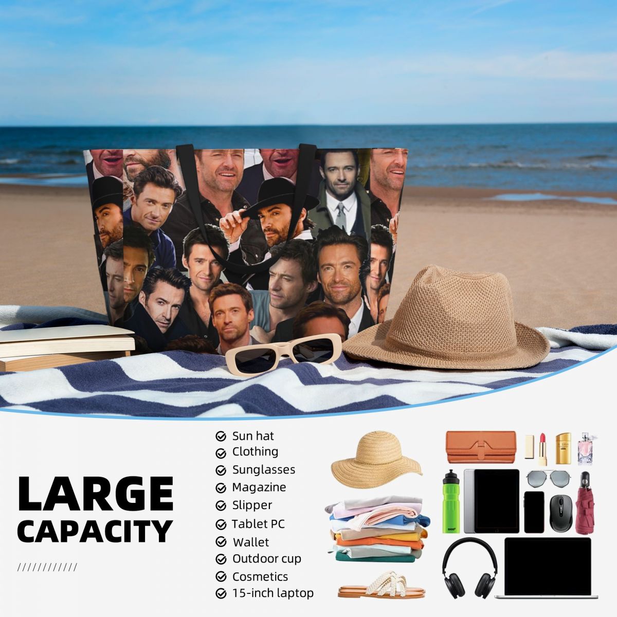 Hugh Jackman Photo Collage Bea - Yoga Fitness Photos incelemesi ve fiyatı
