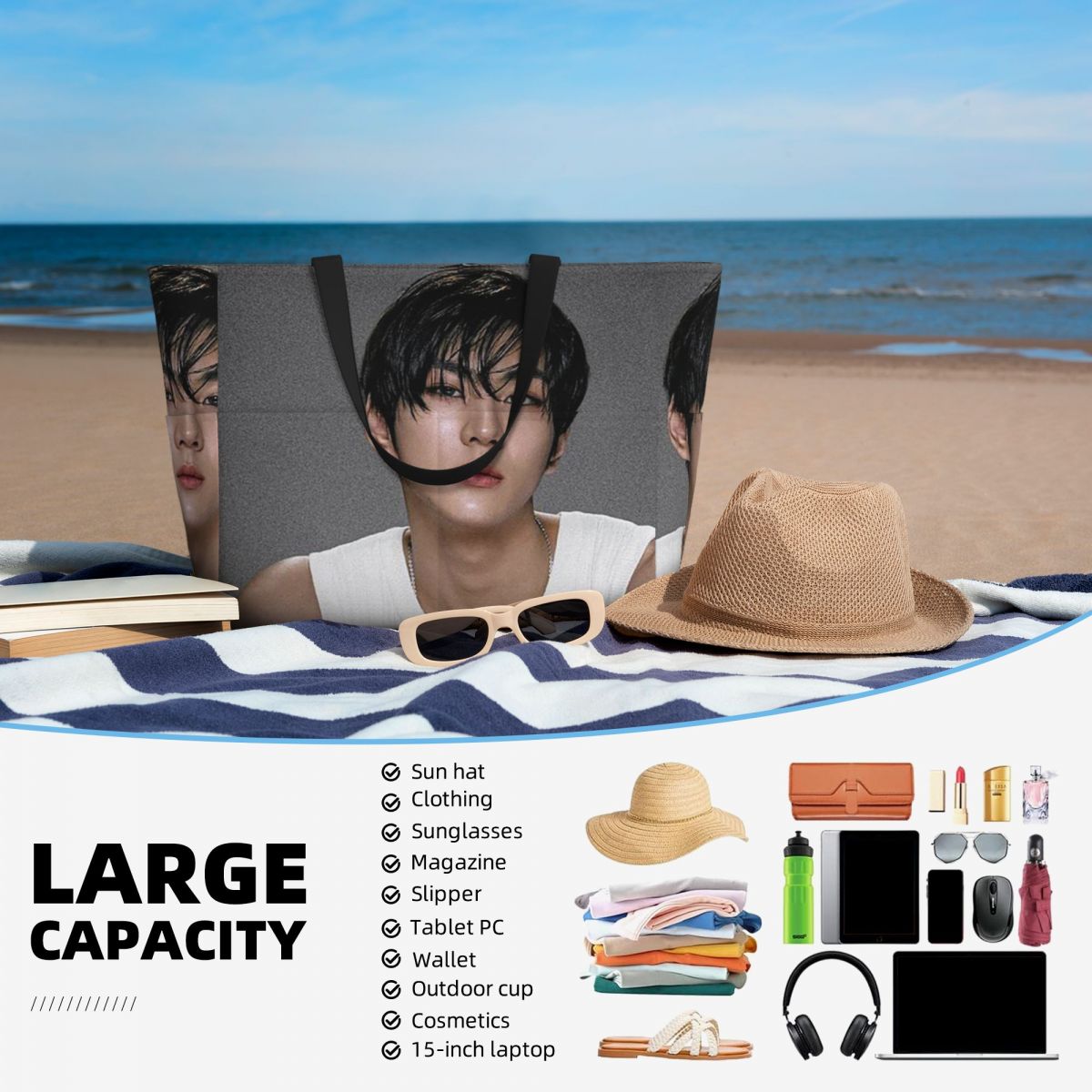 Jungwon En Kpop Beach Tote Bag - Yoga En Fitness incelemesi ve fiyatı